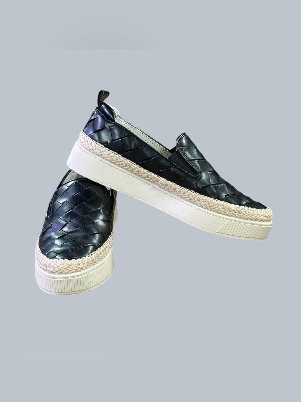 Franco Sarto Woven Black‎ Platform Espadrille Slip On Sneakers Women's 8M